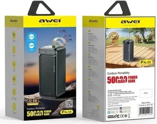 Мобільний акумулятор (Power Bank) AWEI PA-13 50000 mAh 22.5W sp9913 фото