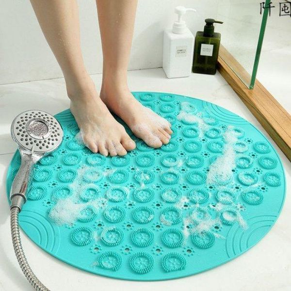 Круглий нековзний килимок для душу Massage Foot Rad зі щіткою для стоп 205332131258 фото