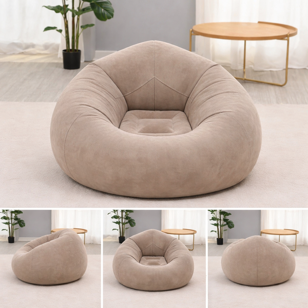 Надувне крісло-пуф Inflatable Sofa / Надувне крісло-мішок 110&times;110&times;85 см Бежевий G6820/4 фото