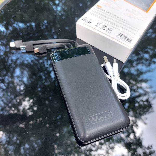 Павербанк 30000 mAh вбудовані кабелі USB, micro USB, Type-C, Lightning з підставкою для телефону, Портативна батарея Powerbank 30000mAh фото