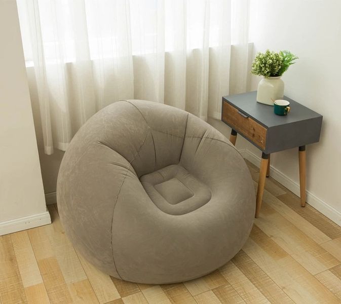 Надувне крісло-пуф Inflatable Sofa / Надувне крісло-мішок 110&times;110&times;85 см Бежевий G6820/4 фото