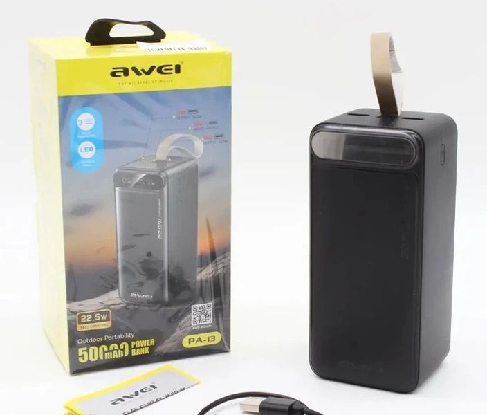 Мобільний акумулятор (Power Bank) AWEI PA-13 50000 mAh 22.5W sp9913 фото