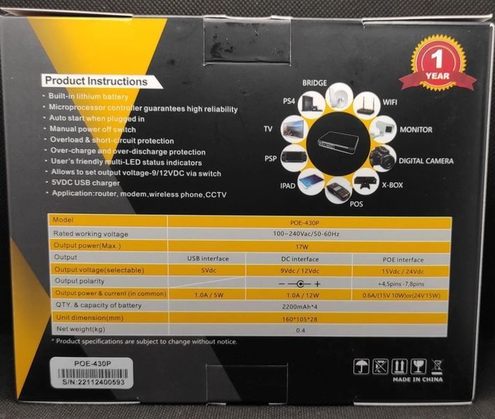 ИБП SKE POE-43ip для роутерів/комутаторів/PON 43ip фото
