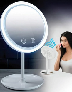 Настільне косметичне дзеркало з LED підсвічуванням та вентилятором Beauty Breeze Mirror 205896 фото