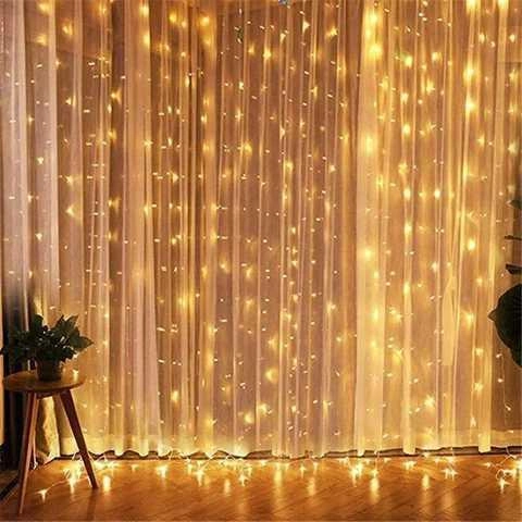 Гірлянда Водоспад USB штора 3х2м, білий теплий, 200 LED + пульт / Новорічна світлодіодна гірлянда на вікно М774700 фото