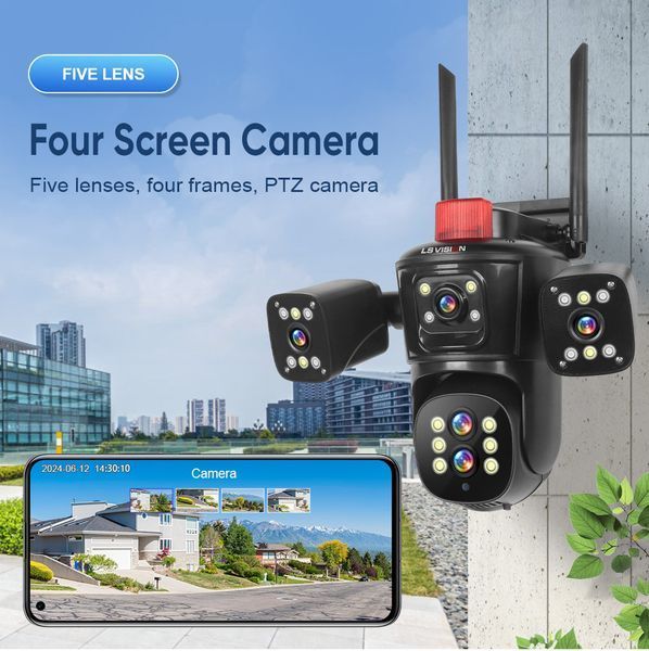 Відеокамера 4G IP66 4G 12mp (JE-190-2) 4 екранні 360-градусні камери IP-камера чотири об'єктиви Біла Jam8377 фото