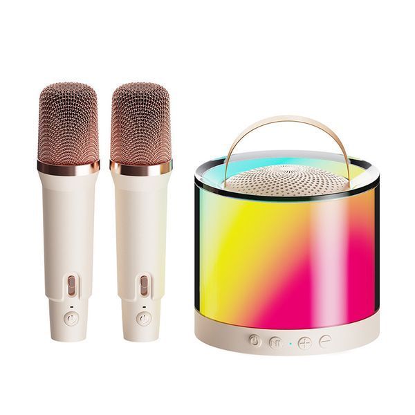Портативна колонка K52 з RGB LEDпідсвічуванням, Bluetooth 5 Вт + 2 бездротові мікрофони KAR201 фото