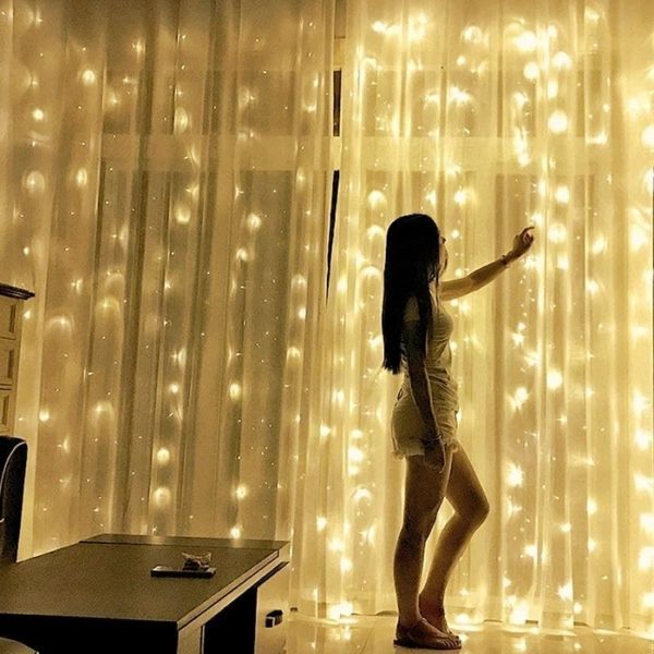 Святкова гірлянда завіса "Штора" на вікно 200LED 3х2м Мультикольоровий колір діодів теплий USB 2127562 фото