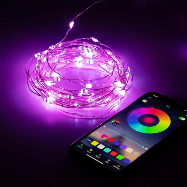Світлодіодна розумна гірлянда Smart LED 20м IP65 з Bluetooth для ялинки від USB 20м G5854 фото