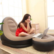 Надувний диван з пуфом Air Sofa / Надувне велюрове крісло з пуфом+насос Бежевий 255874321/1 фото 4