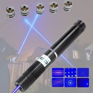 Лазерна указка (лазерний вказівник) 10000МВт синя з насадками Laser Blue YXB 008 sp5410 фото