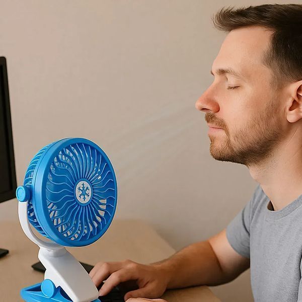 Акумуляторний міні-вентилятор з прищіпкою, USB, LY-582 / Настільний вентилятор / Вентилятор на стіл 205733 фото