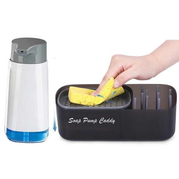 Контейнер-диспенсер для кухні. Дозатор для миючого засобу Soap Pump Caddy Чорний 50912637 фото