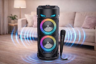 Портативна Bluetooth-колонка Sing-e ZQS4239 з LED-підсвічуванням / Бездротова колонка для вечірок з мікрофоном 30W G6935 фото