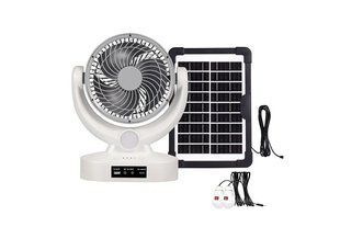 Вентилятор портативний Megatop (MT-801LS) (8", сонячна панель, 1 LED лампа, 3 швидкості, 8Вт, USB, 3.7V/2400 мАг) M17196 фото