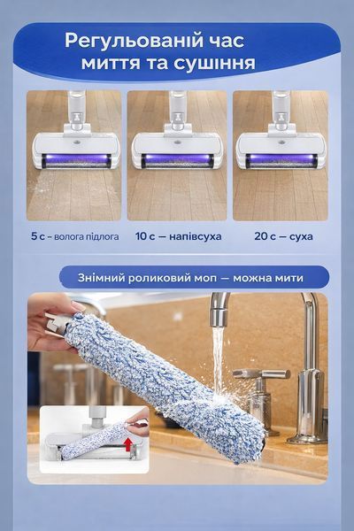 Беспроводной пылесос 2в1 для сухой и влажной уборки дома XL-1612 2055426 фото