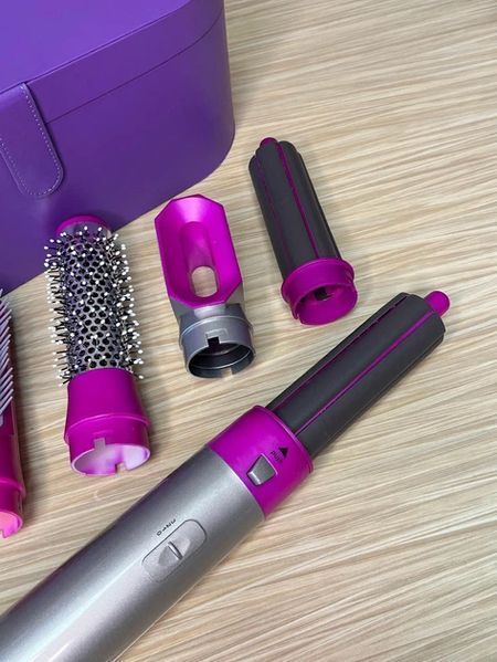 Стайлер + Коробка 5в1 HAIR BRUSH Styler для різних типів волосся з функціями надання об'єму, випрямлення, укладання Фіолетовий 509dy фото