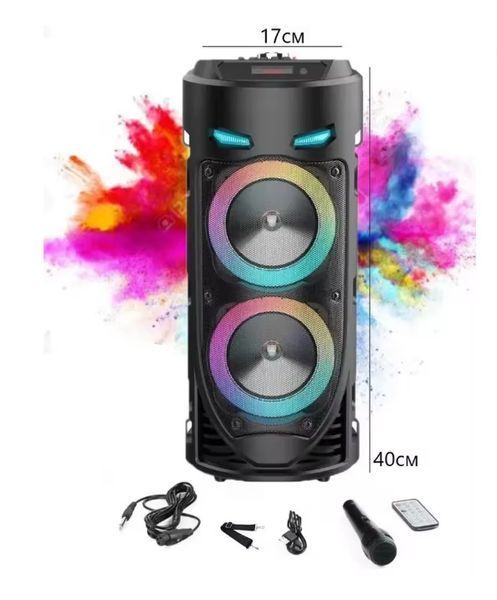 Портативна Bluetooth-колонка Sing-e ZQS4239 з LED-підсвічуванням / Бездротова колонка для вечірок з мікрофоном 30W G6935 фото