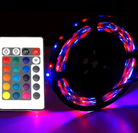 Комплект Світлодіодна стрічка багатобарвна 3528 RGB комплект 5м з пультом sa90930 фото