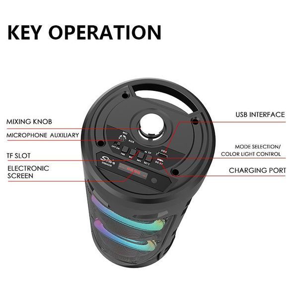 Портативна Bluetooth-колонка Sing-e ZQS4239 з LED-підсвічуванням / Бездротова колонка для вечірок з мікрофоном 30W G6935 фото