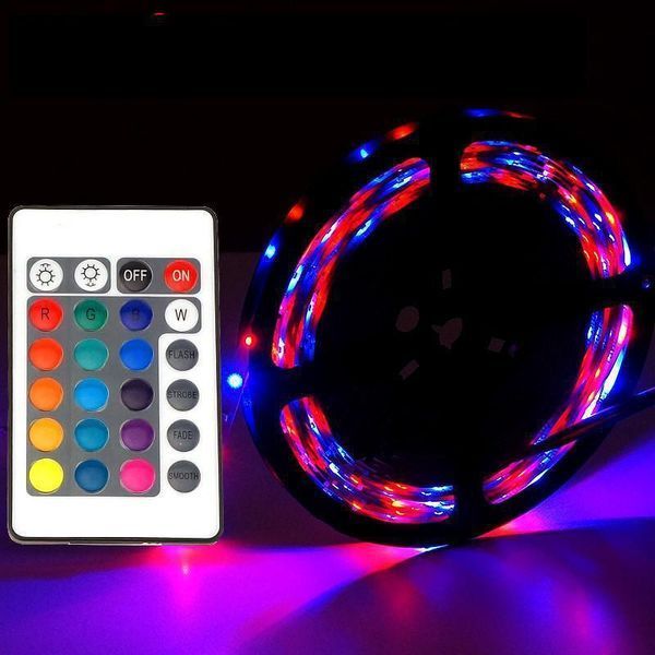 Комплект Світлодіодна стрічка багатобарвна 3528 RGB комплект 5м з пультом sa90930 фото