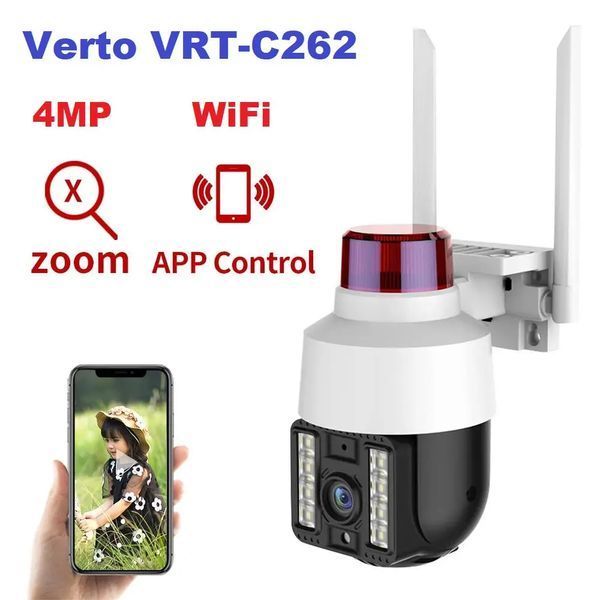 Бездротова вулична камера WiFi PTZ Verto VRT-C262 FHD 4mp поворотна з сигналізацією M16972 фото