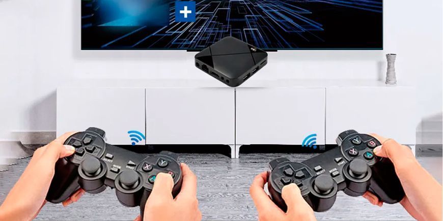 Ігрова ТВ-приставка M8 mini 4K на Android TV із вбудованим емулятором ретро-ігор та джойстиками М16189 фото