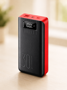 Портативний павербанк 30000 mAh / Зарядний пристрій 5 портів 2xUSB Type-C Lightning Micro-USB / Павербанк для телефону з ліхтариком AsJS-177 фото