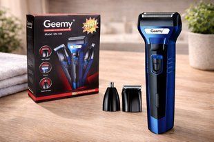 Чоловічий набір Geemy GM-566 3 в 1 для догляду за волоссям, бородою, триммер для носа, бритва GM566 фото