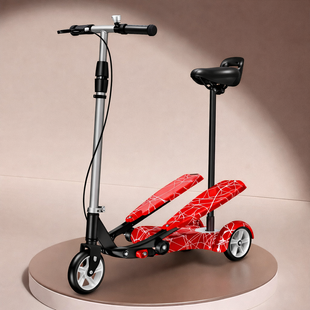 Триколісний самокат-твістер з сидінням / Триколісний дитячий самокат з подвійними ножними платформами та регулюванням висоти Павук Ak-K01/4 фото