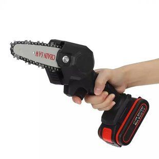 Акумуляторна ланцюгова міні-пилка сучкоріз для обрізання дерев Mini Electric Chainsaw Black 1 АКБ G7896 фото