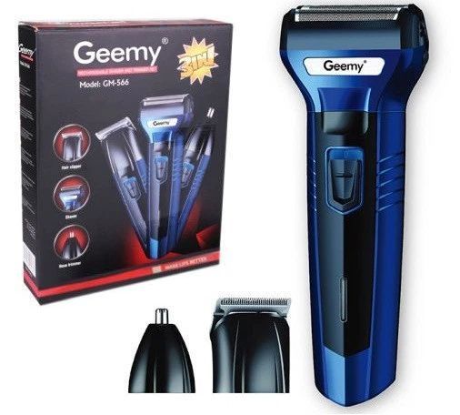 Чоловічий набір Geemy GM-566 3 в 1 для догляду за волоссям, бородою, триммер для носа, бритва GM566 фото