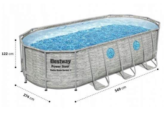 Сімейний овальний каркасний басейн Bestway 56716 549х274х122 см з фільтром та сходами на 13420 л BW-56716 фото