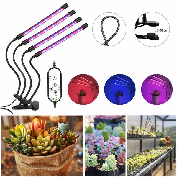 Світлодіодна фітолампа Grow Light для вирощування рослин, розсади Повний спектр 4 голови 2019085 фото