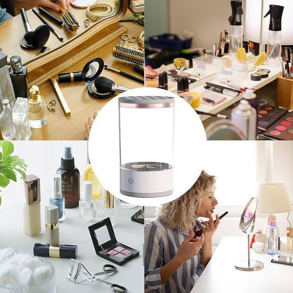 Електричний очищувач пензлів для макіяжу Cleaning Brush 2 в 1 підставка для чищення та сушіння косметичних пензликів 2053074 фото