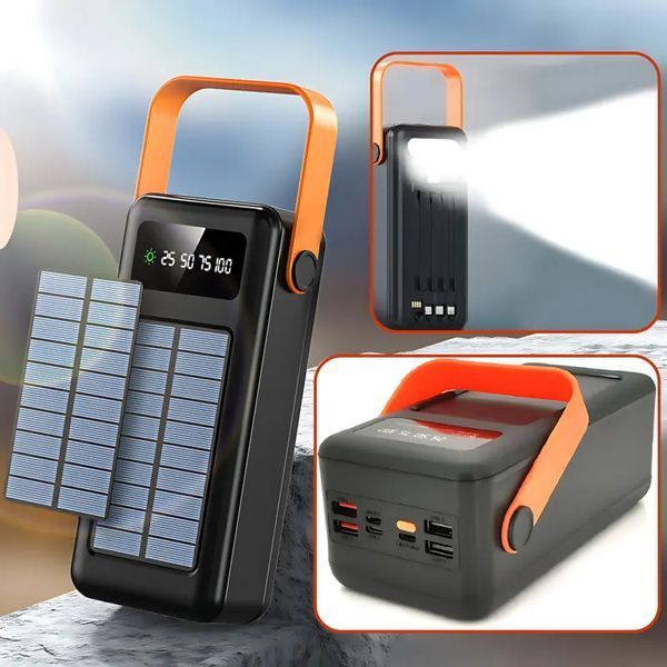 Портативна батарея зовнішня повербанк Power Bank 50000 mAh із сонячною панеллю та ліхтариком YM-635CX 2053467 фото