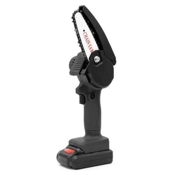 Акумуляторна ланцюгова міні-пилка сучкоріз для обрізання дерев Mini Electric Chainsaw Black 1 АКБ G7896 фото
