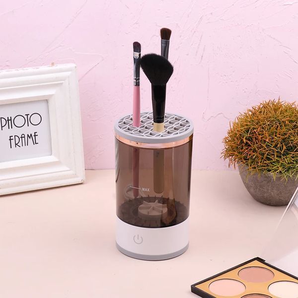 Електричний очищувач пензлів для макіяжу Cleaning Brush 2 в 1 підставка для чищення та сушіння косметичних пензликів 2053074 фото
