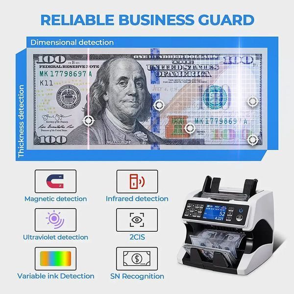 Рахункова машинка Bill Counter AL-920 із детектором фальшивих грошей та верхнім завантаженням Jam6198 фото
