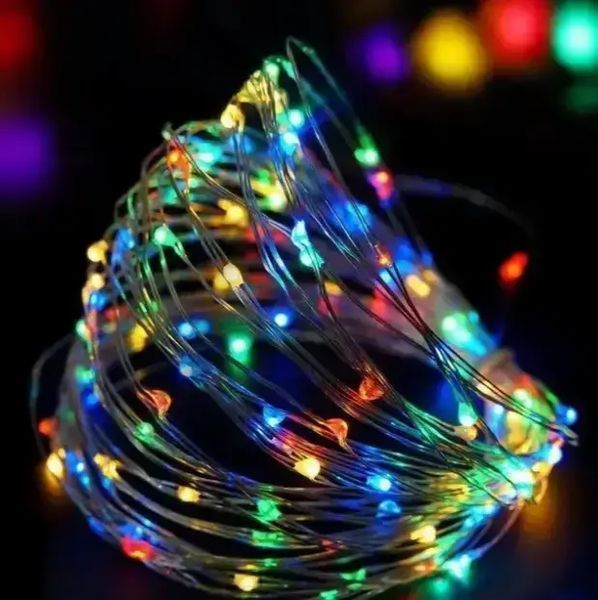 Xmas гірлянда 50 Led 5M(Copper) на мідному дроті (Крапля роси) M MULTI працює від батарей + USB Мультицвет ZAR99multi фото