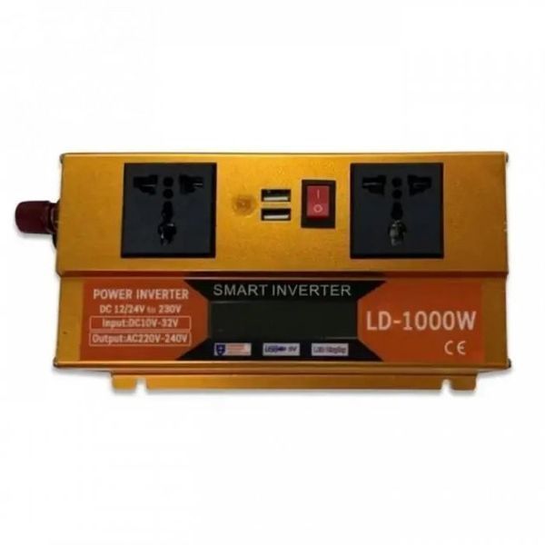 Перетворювач Інвертор 1000W 12V/24V + LCD, золотий 201НФ08361 фото
