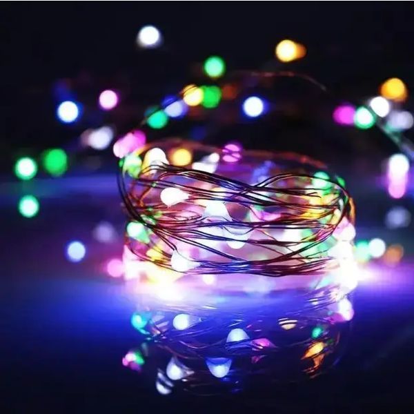 Xmas гірлянда 50 Led 5M(Copper) на мідному дроті (Крапля роси) M MULTI працює від батарей + USB Мультицвет ZAR99multi фото