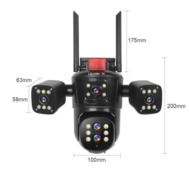 Відеокамера 4G IP66 4G 12mp (JE-190-2) 4 екранні 360-градусні камери IP-камера чотири об'єктиви Jam74587 фото