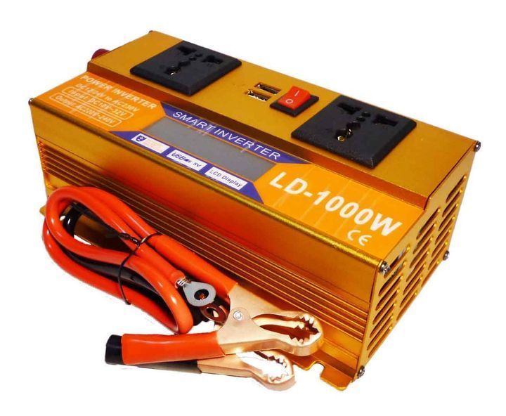 Перетворювач Інвертор 1000W 12V/24V + LCD, золотий 201НФ08361 фото