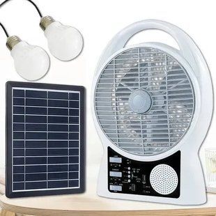 Вентилятор портативний Solar з USB, Bluetooth, MP3, FM-радіо / Акумуляторний вентилятор з LED підсвічуванням, 2 швидкості, 6Вт 5500 мАг M17199 фото
