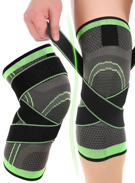 Наколінник Бандаж колінного суглоба Knee Support Copper Чорно-зелений фіксатор коліна Компресійний від травм розтягувань 5098563 фото