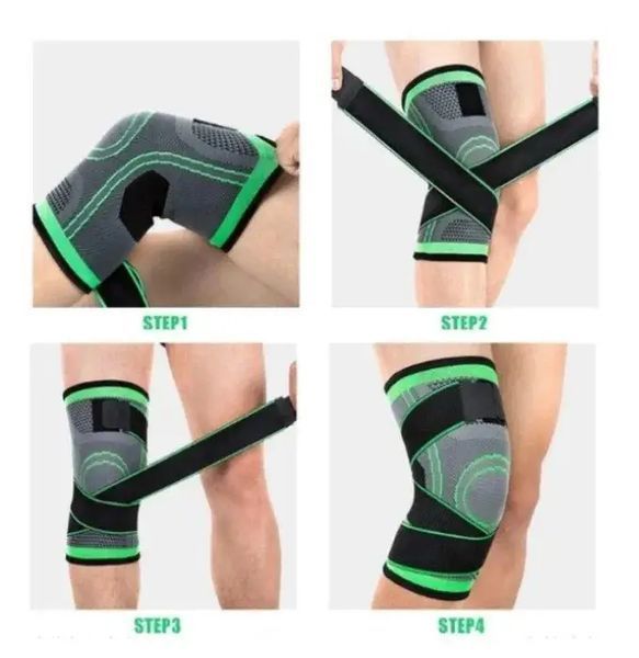 Наколінник Бандаж колінного суглоба Knee Support Copper Чорно-зелений фіксатор коліна Компресійний від травм розтягувань 5098563 фото