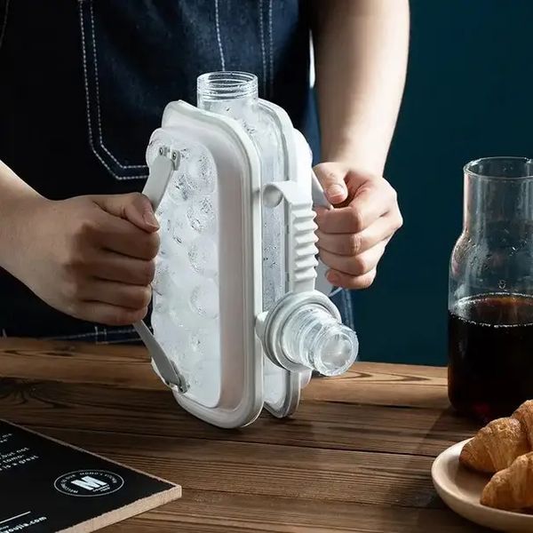 Портативна силіконова форма для льоду пляшка 2 в 1 ICE CUBE TRAY складана на 17 кульок 2054896320 фото