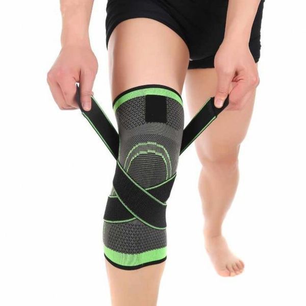 Наколінник Бандаж колінного суглоба Knee Support Copper Чорно-зелений фіксатор коліна Компресійний від травм розтягувань 5098563 фото