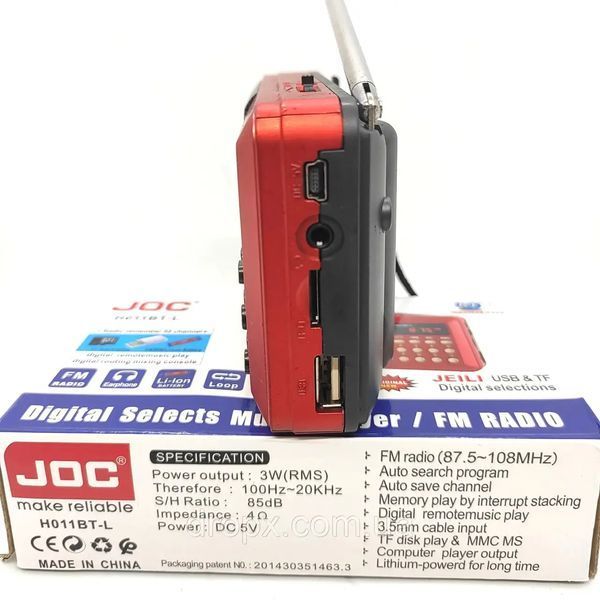 Портативне радіо з акумулятором, Bluetooth, TF/USB, FM, JOC-H011BT-L 23789654 фото